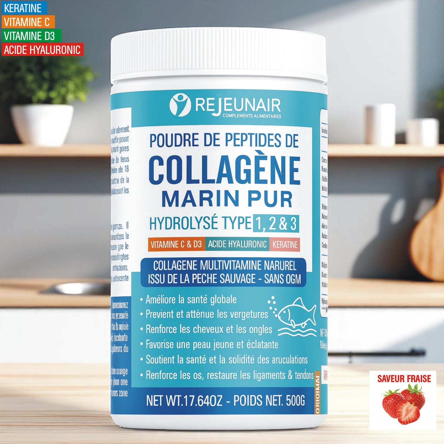 Poudre de Peptides de Collagène Pur 500g